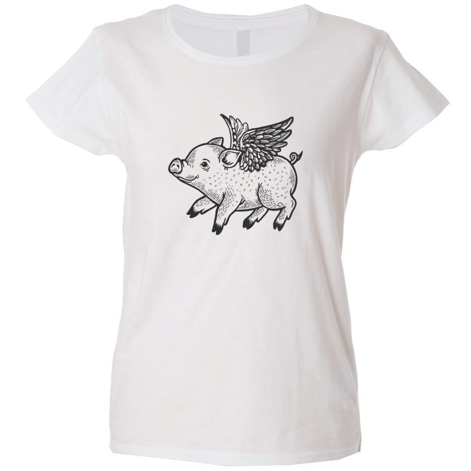 Camiseta  mujer cerdito volador