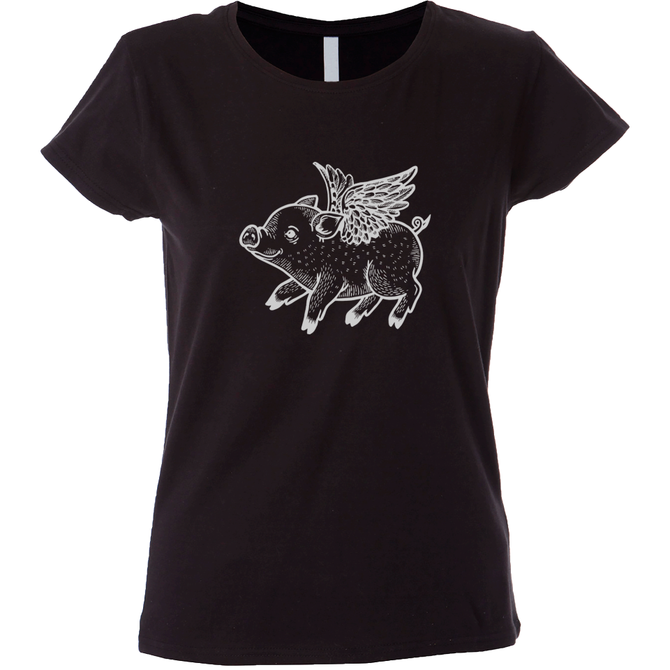Camiseta  mujer cerdito volador