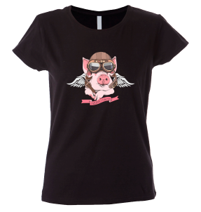 Camiseta mujer cerdito aviador