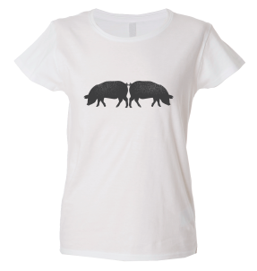 Camiseta mujer cerdos enganchados cola
