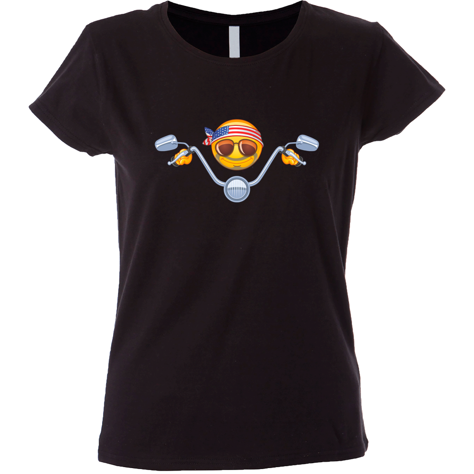 Camiseta mujer emoji motero