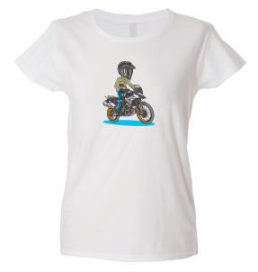 Camiseta mujer motero de pie