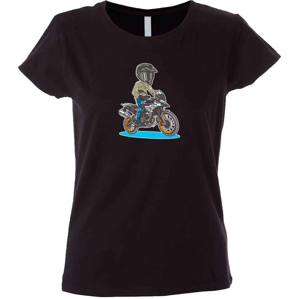 Camiseta mujer motero de pie