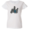 Camiseta mujer motero posando