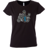 Camiseta mujer motero posando