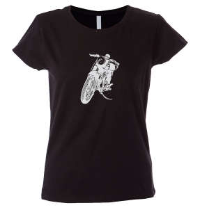 Camiseta mujer moto aparcada