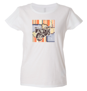Camiseta mujer moto rayada