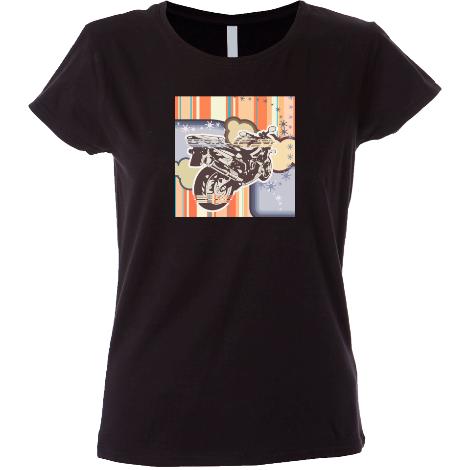 Camiseta mujer moto rayada
