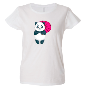 Camiseta mujer panda con paraguas