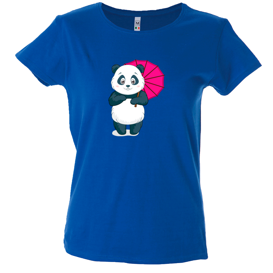 Camiseta mujer panda con paraguas