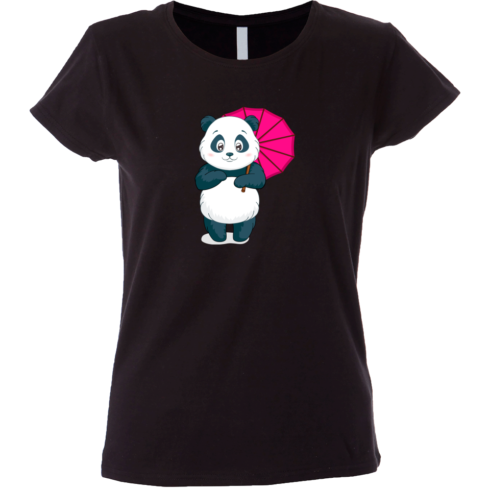 Camiseta mujer panda con paraguas