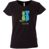 Camiseta mujer perro y gato enamorados