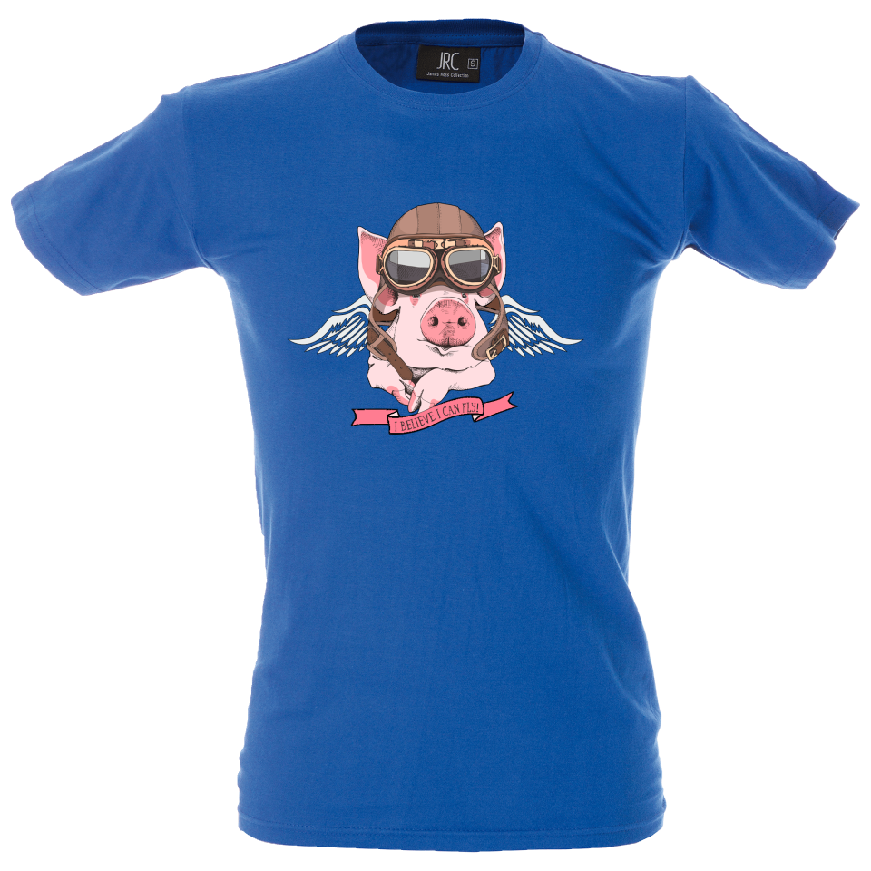Camiseta hombre cerdito aviador
