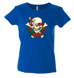 Camiseta mujer calavera corona rosas