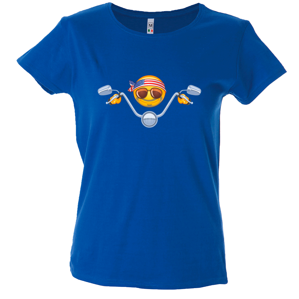 Camiseta mujer emoji motero