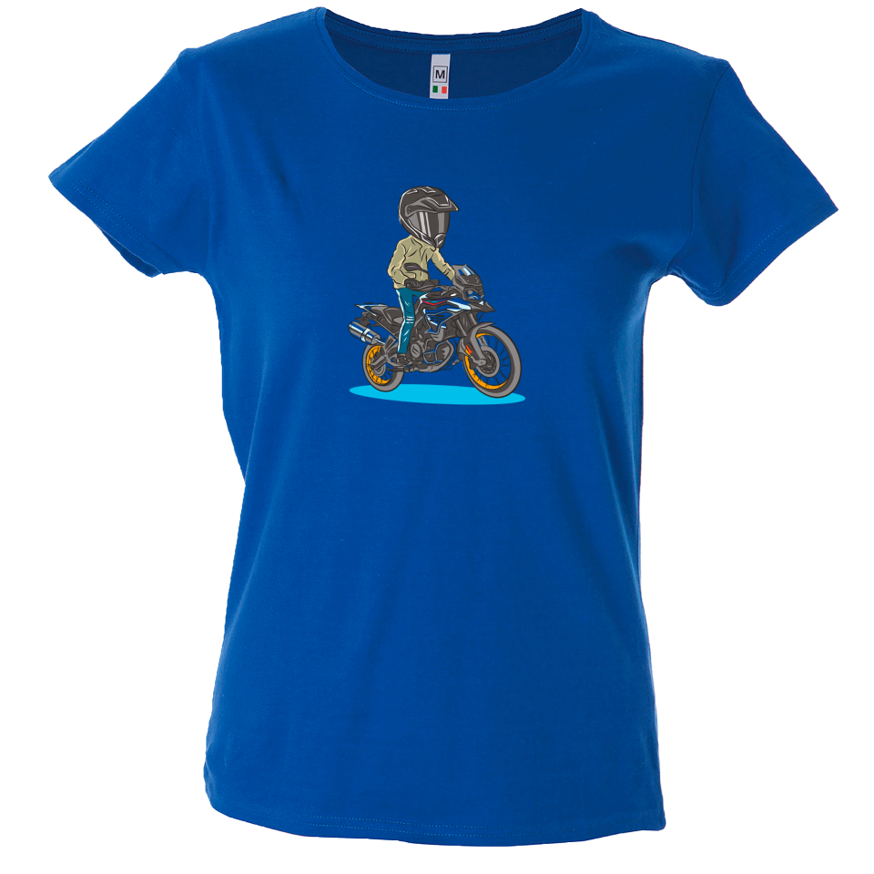 Camiseta mujer motero de pie