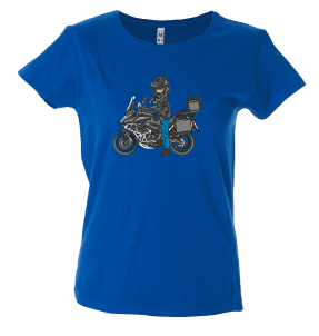 Camiseta mujer motero posando