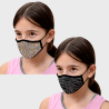 Mascarilla algodón orgánico reversible pequeña ditsy flower grey y zebra black homologada con protección +90%