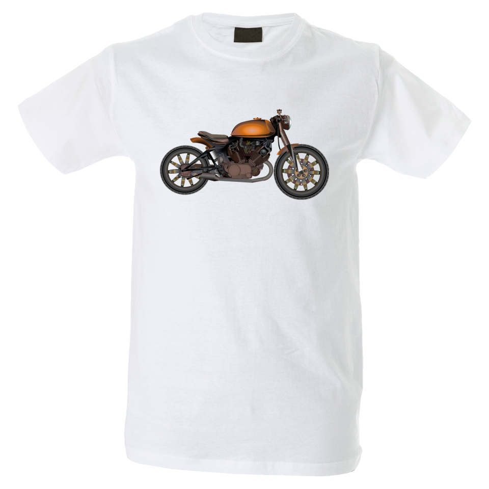Camiseta hombre moto naranja
