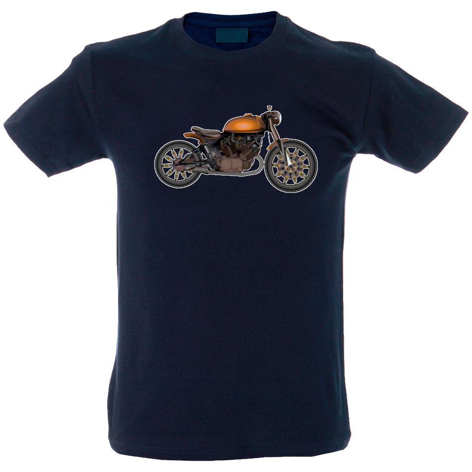 Camiseta hombre moto naranja