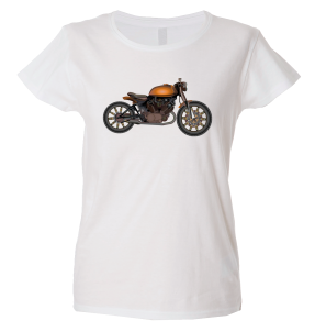 Camiseta mujer moto naranja