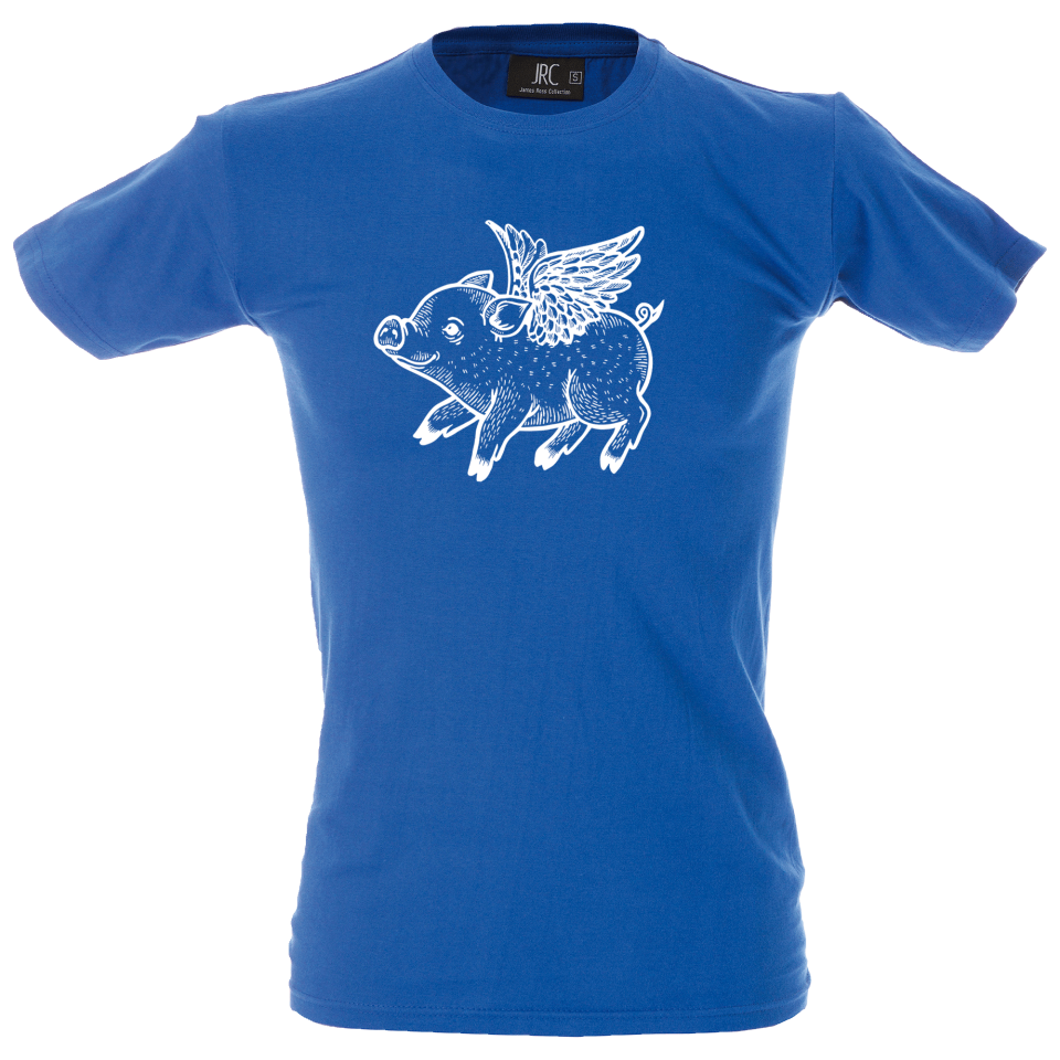 Camiseta hombre cerdito volador