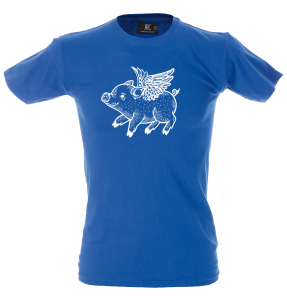 Camiseta hombre cerdito volador