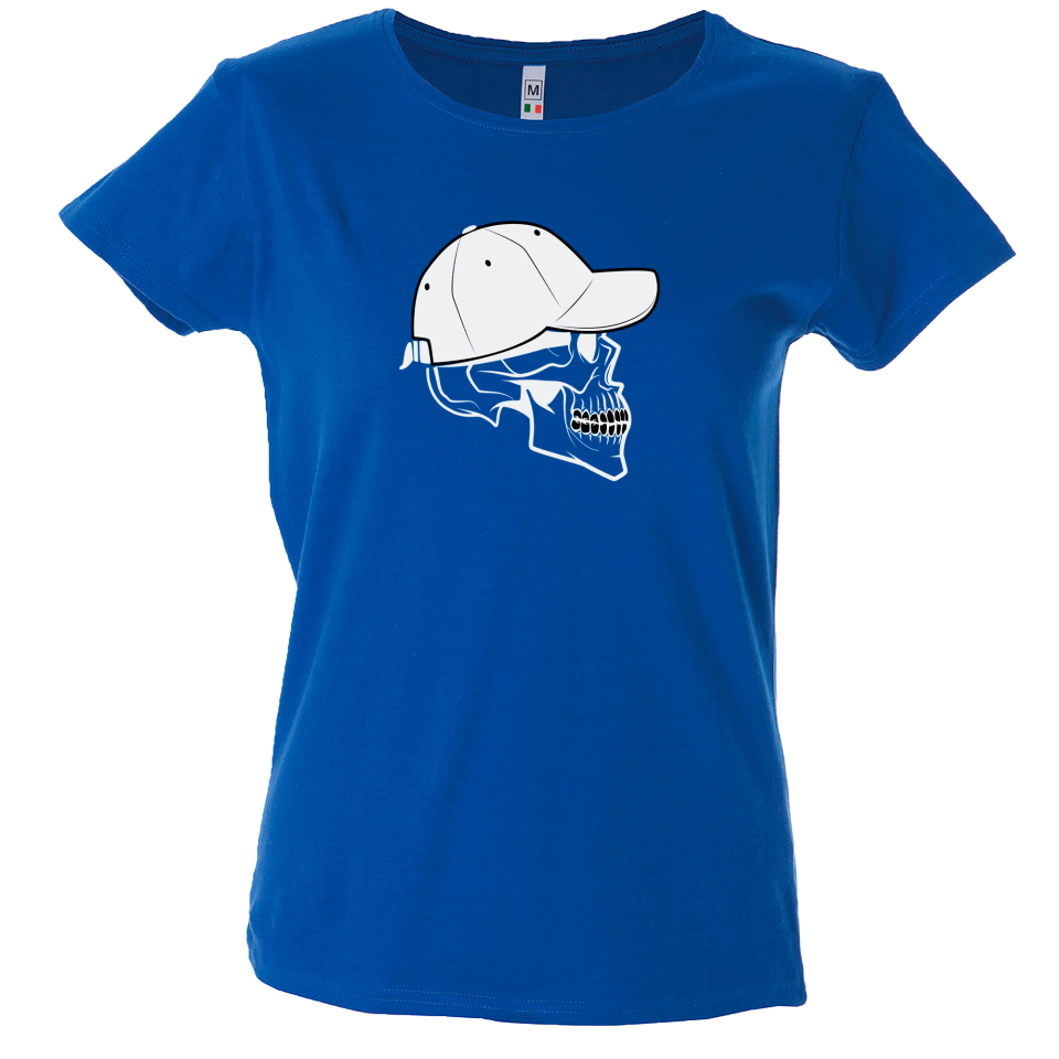 Camiseta mujer calavera gorra
