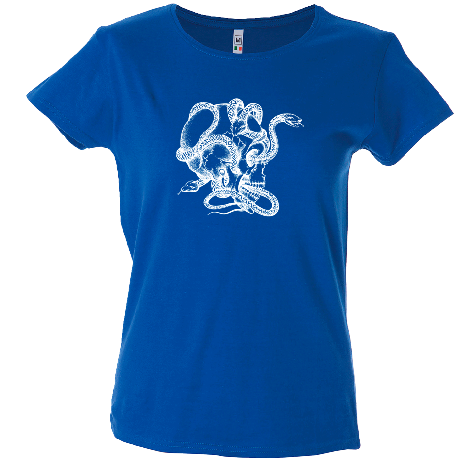 Camiseta mujer calavera tres serpientes