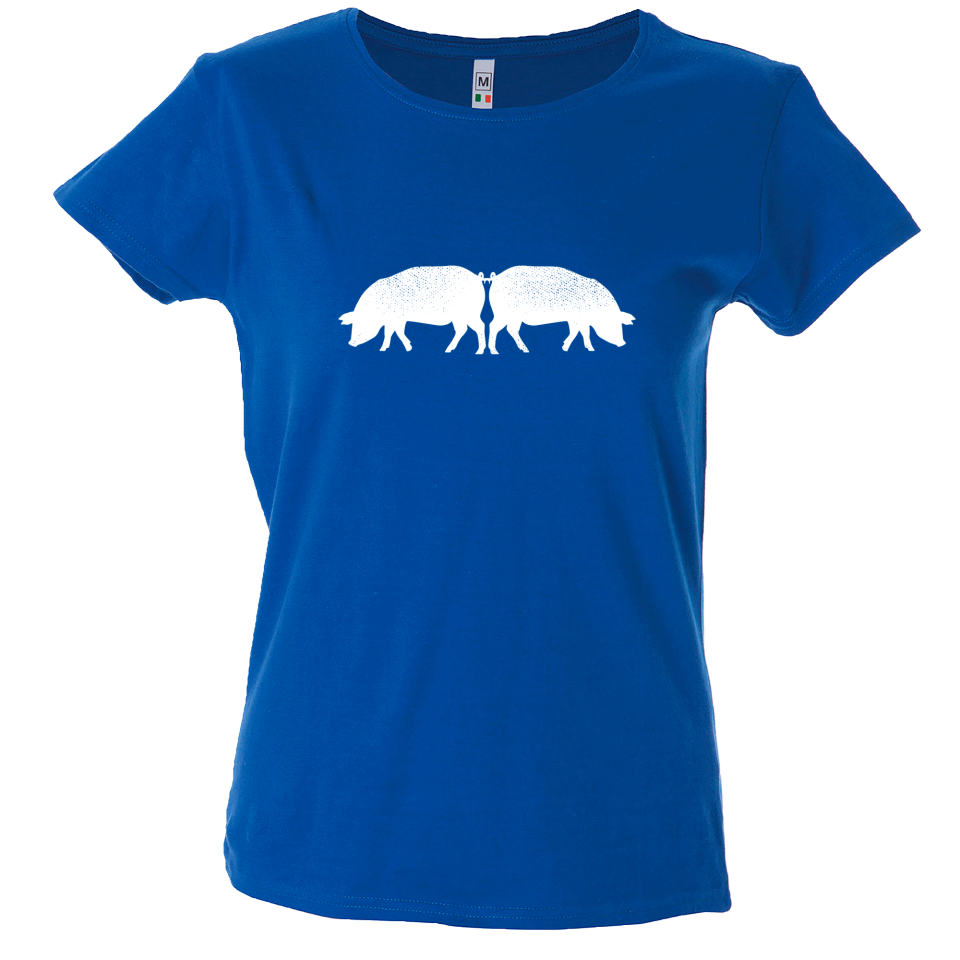 Camiseta  mujer cerdos enganchados cola