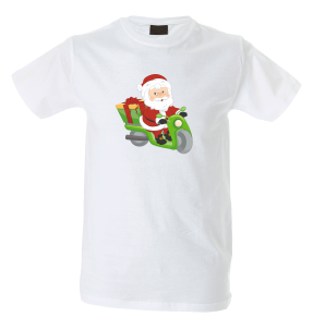 Camiseta hombre papa Noel en moto