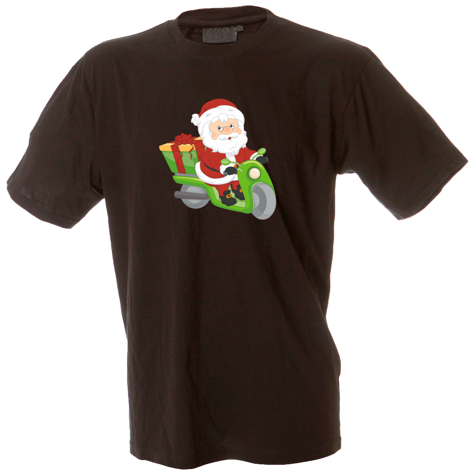 Camiseta hombre papa Noel en moto