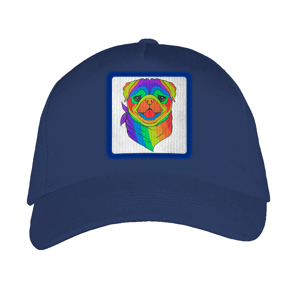 Gorra adulto con parche Pug Arcoíris