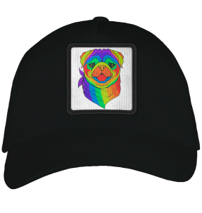 Gorra adulto con parche Pug Arcoíris