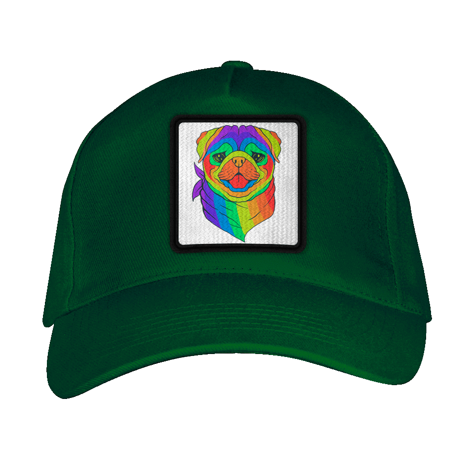 Gorra adulto con parche Pug Arcoíris