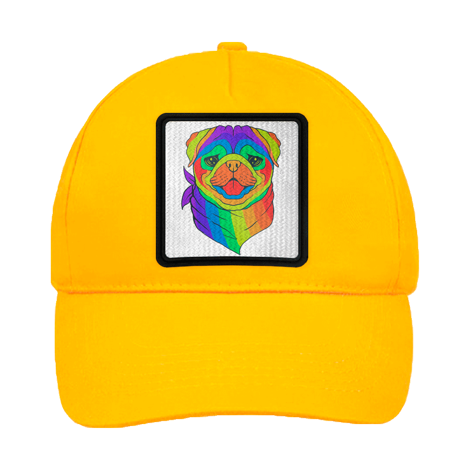 Gorra infantil con parche Pug Arcoíris