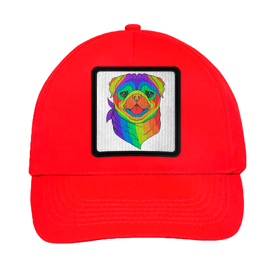 Gorra infantil con parche Pug Arcoíris