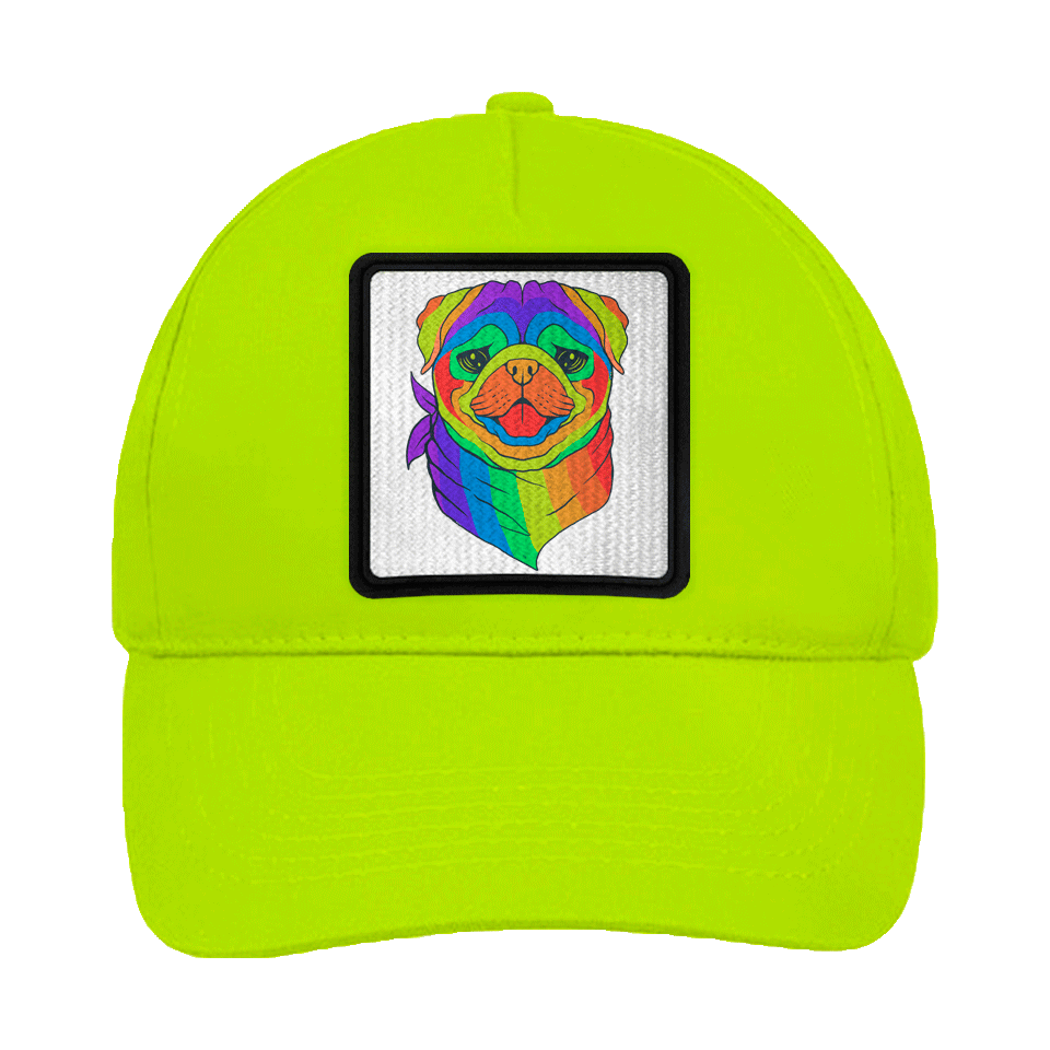 Gorra infantil con parche Pug Arcoíris