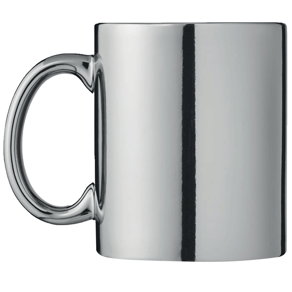 Taza con acabado metálico personalizada
