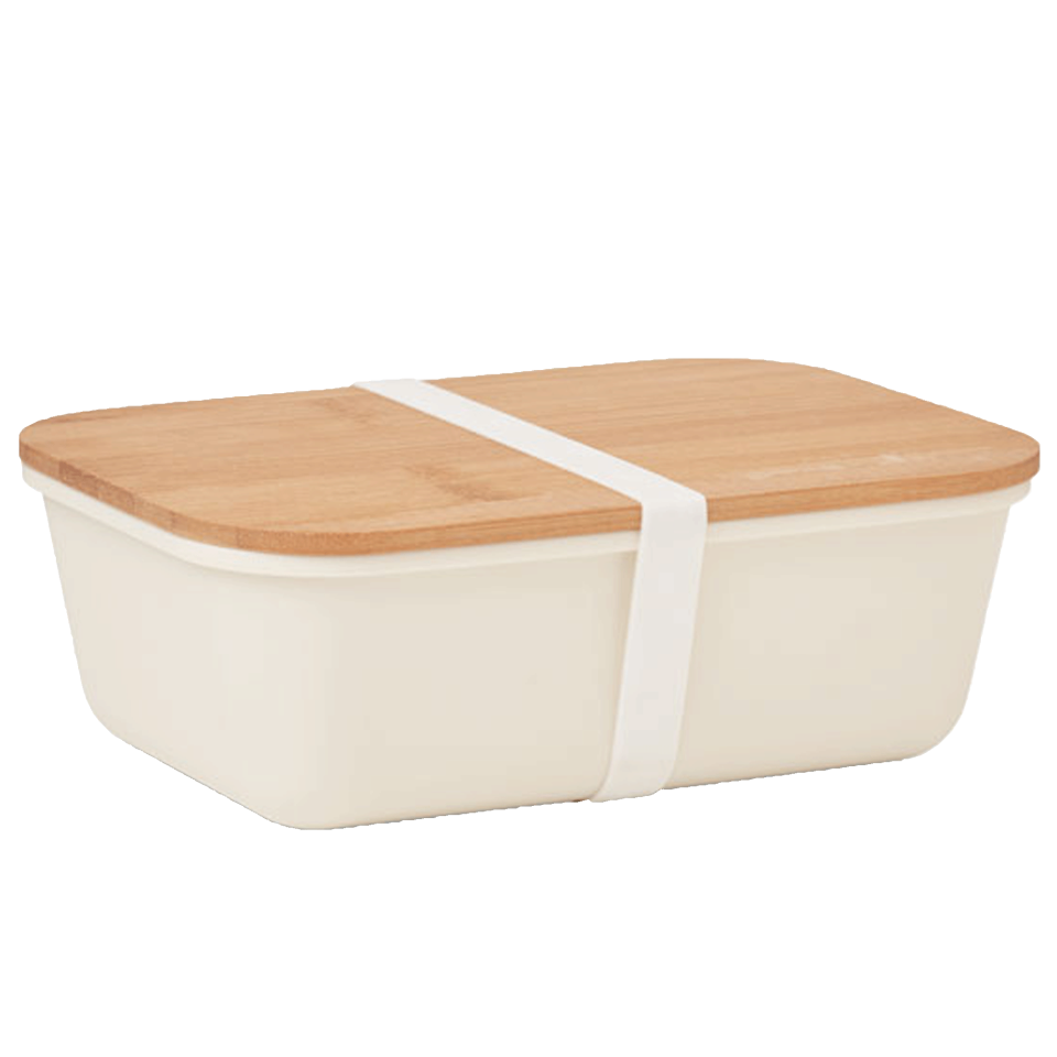 Fiambrera con tapa de bambú personalizada