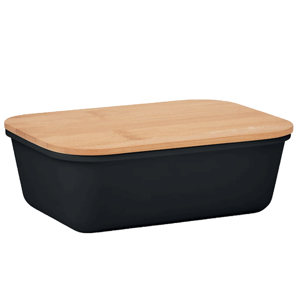 Fiambrera con tapa de bambú personalizada