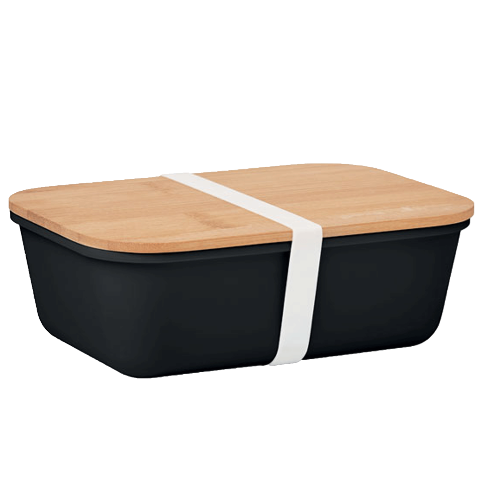 Fiambrera con tapa de bambú personalizada