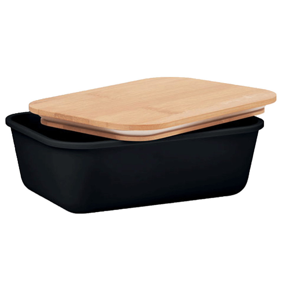 Fiambrera con tapa de bambú personalizada