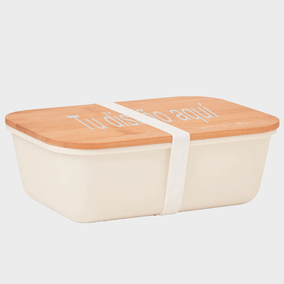 Fiambrera con tapa de bambú personalizada