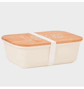 Fiambrera con tapa de bambú personalizada
