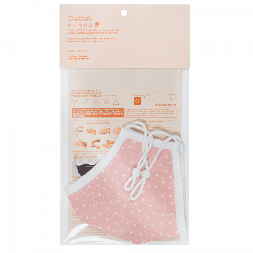 Mascarilla algodón orgánico reversible súper grande ditsy flower grey y zebra black homologada con protección +90%