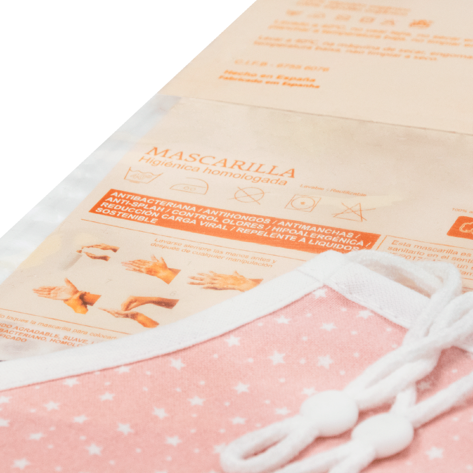 Mascarilla algodón orgánico reversible súper grande ditsy flower grey y zebra black homologada con protección +90%