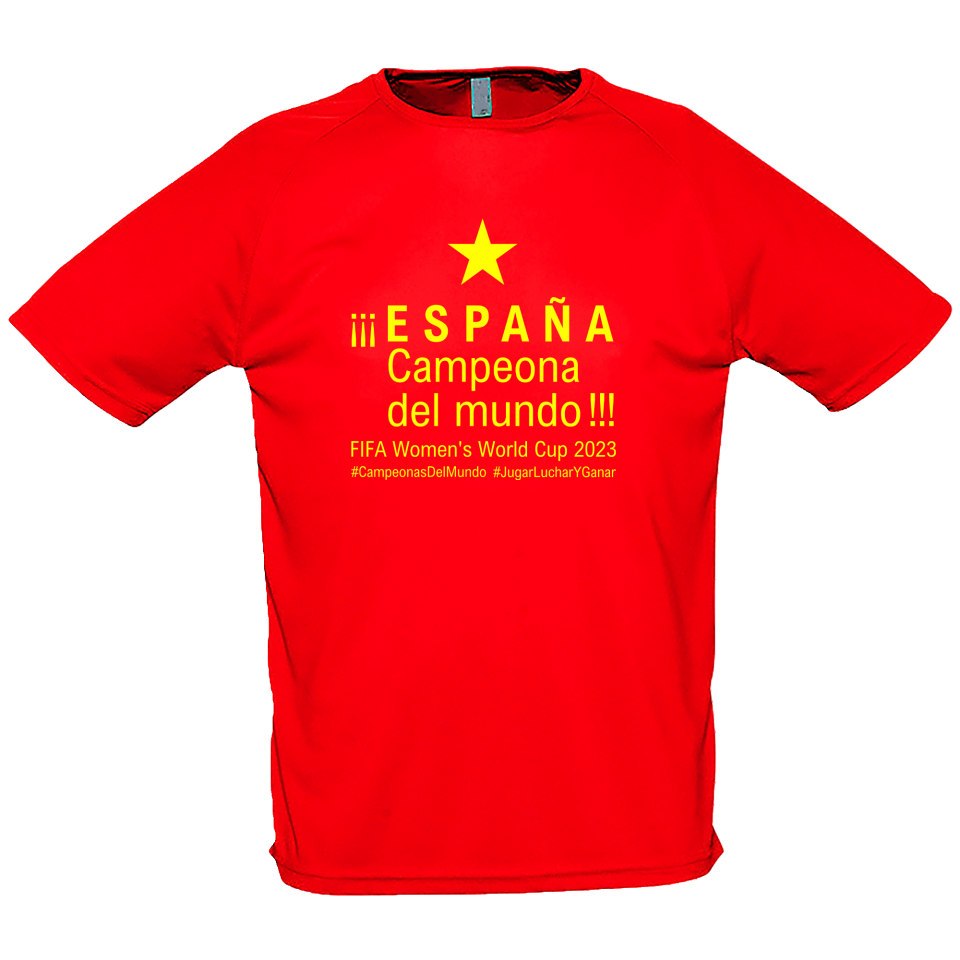 Camiseta poliéster infantil España Campeona del Mundo