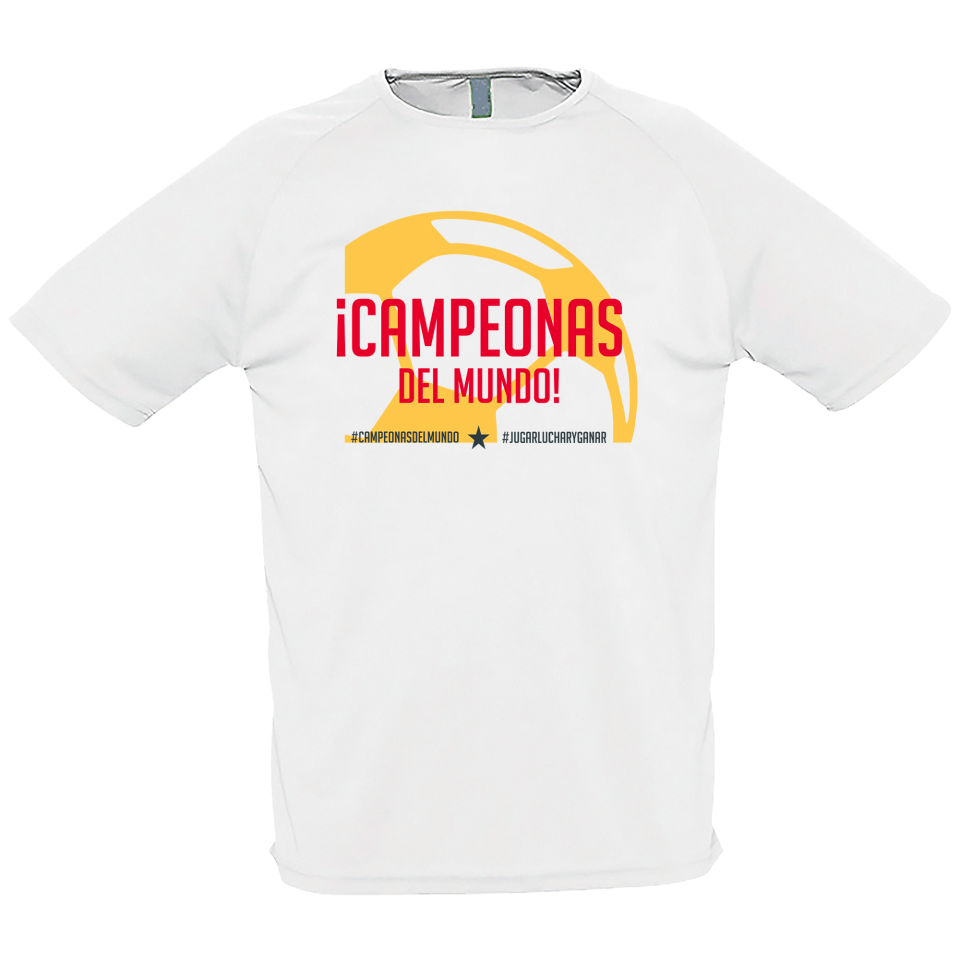 Camiseta poliéster infantil Balón Campeonas del Mundo