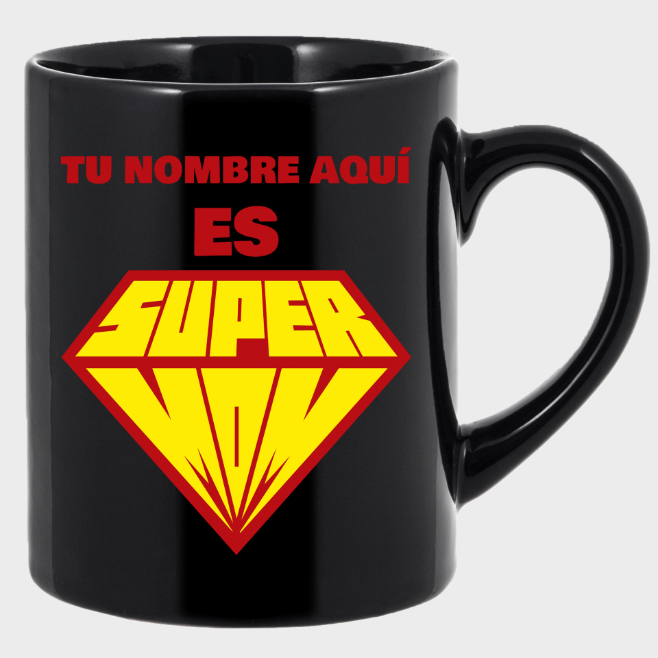 Taza negra para el día de la madre diseño Supermom